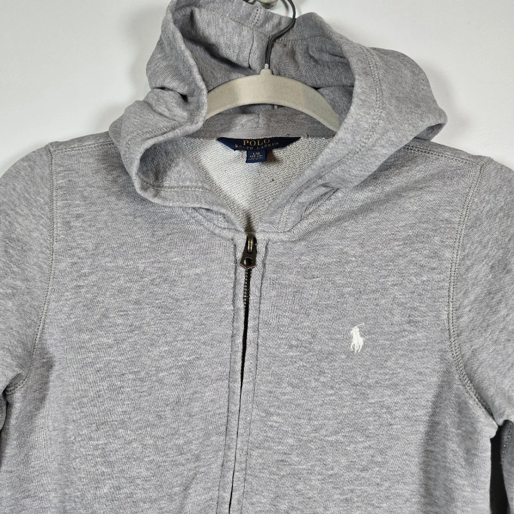 Polo Ralph Lauren Heather Gray Sweatshirt Full Zip Hoodie Jacket Big Boys Large